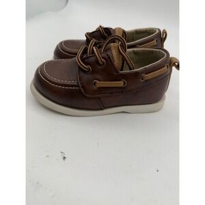 Koala Kids Brown Boat Shoes Faux Leather Lace Up Toddler Size 5